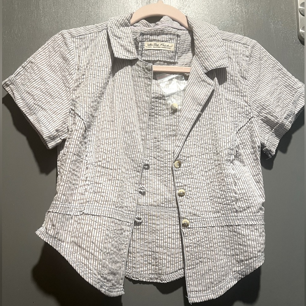 Free People Striped Button-Up Blouse - Picture 2 of 9